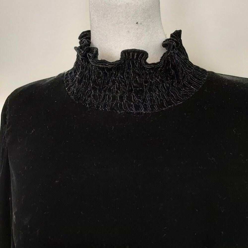 Black Puff-Sleeve Mini Dress with High Neck - Picture 8 of 15